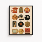 Retro Nostalgia Icons Canvas Wall Art Aura Canvas