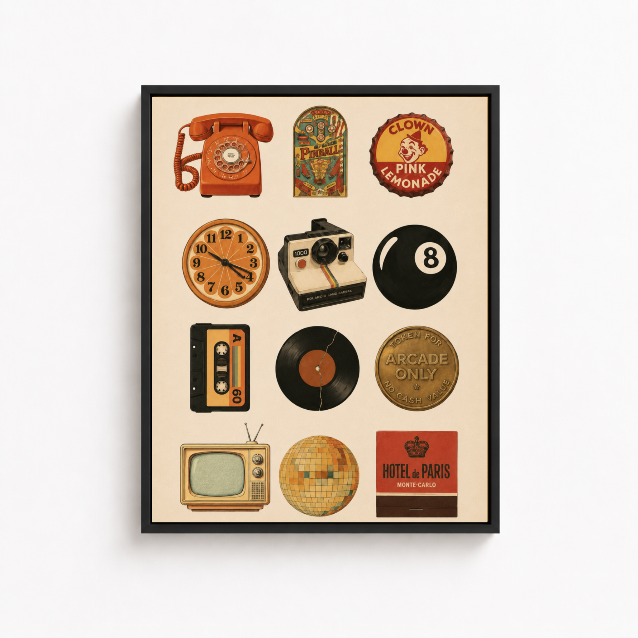 Retro Nostalgia Icons Canvas Wall Art Aura Canvas