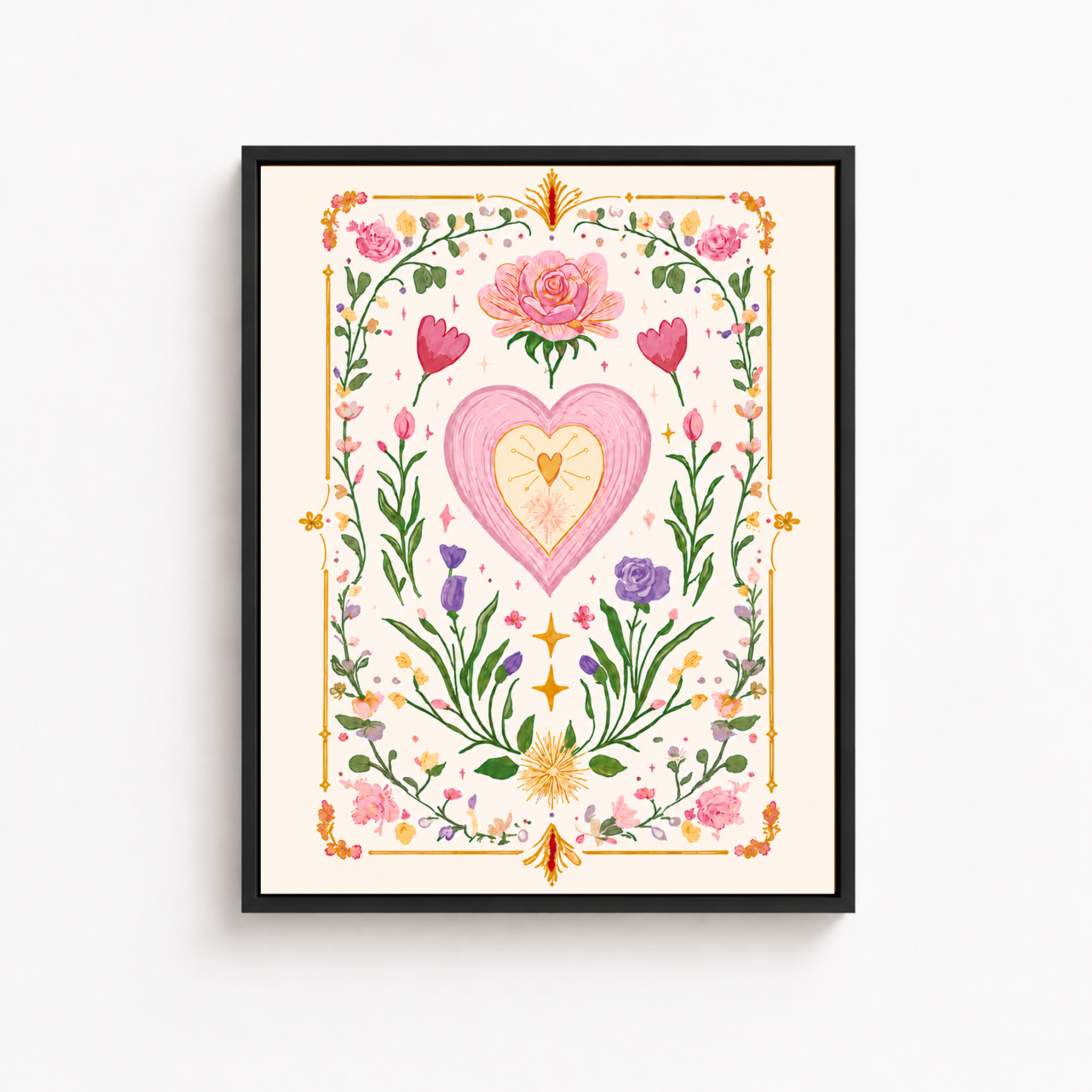Floral Heart Canvas Wall Art Aura Canvas