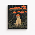 White Cat Mushroom Forest Canvas Wall Art Aura Canvas