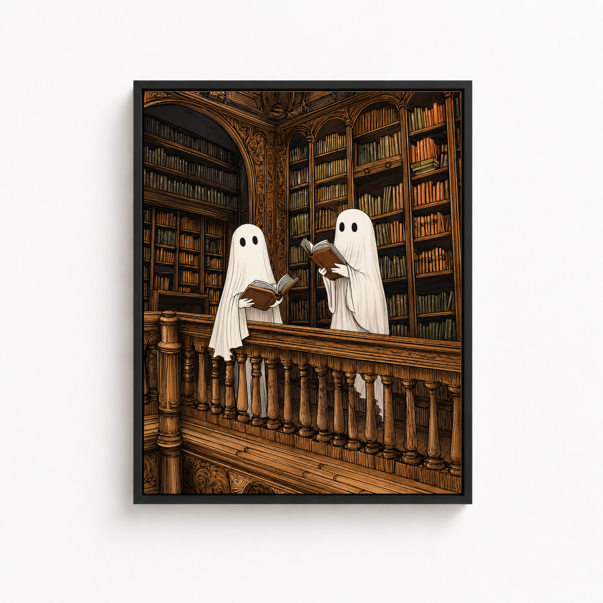 Ghost Library Canvas Wall Art Aura Canvas