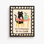 Black Cat Croissant Café Canvas Wall Art Aura Canvas