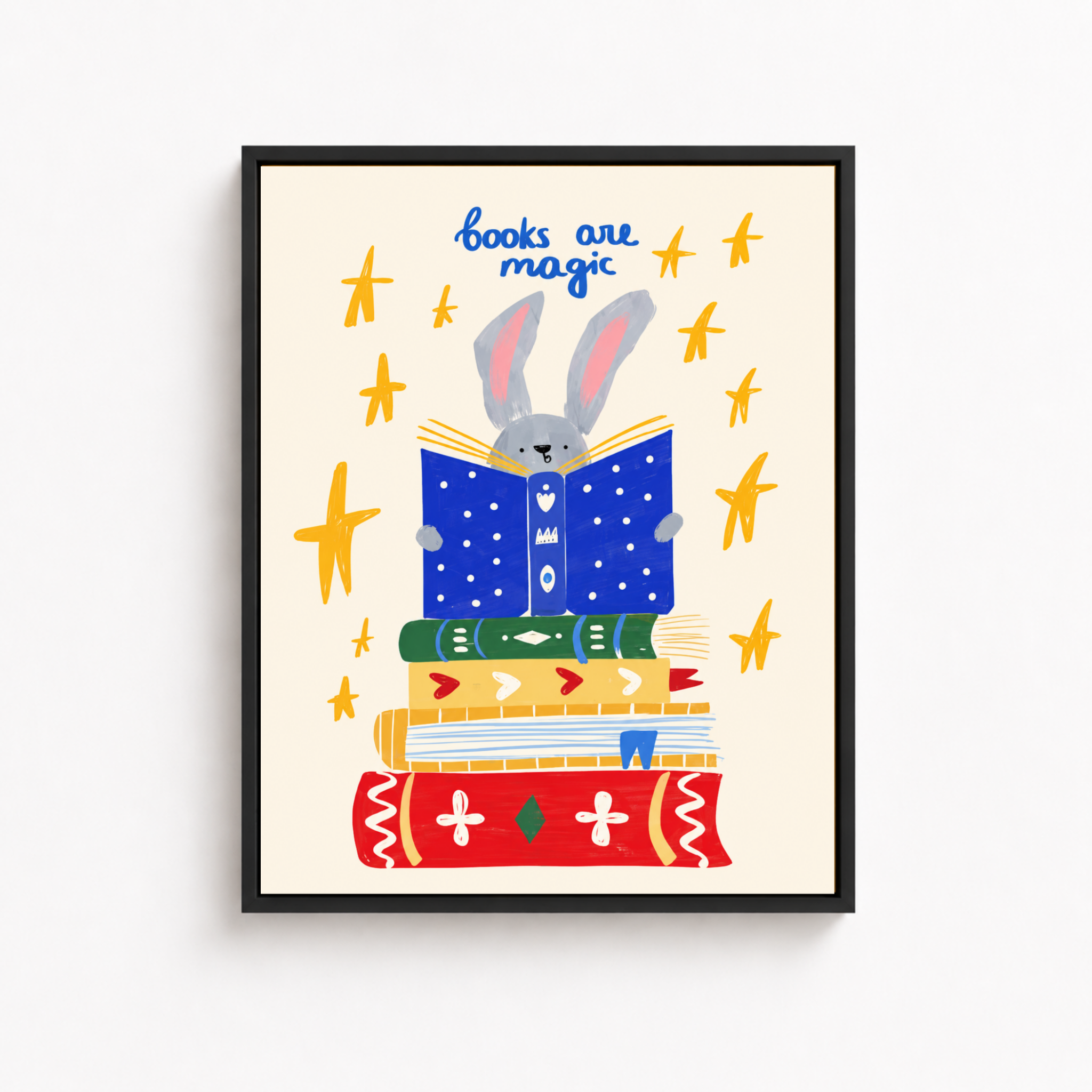Books Are Magic Bunny Canvas Wall Art Aura Canvas
