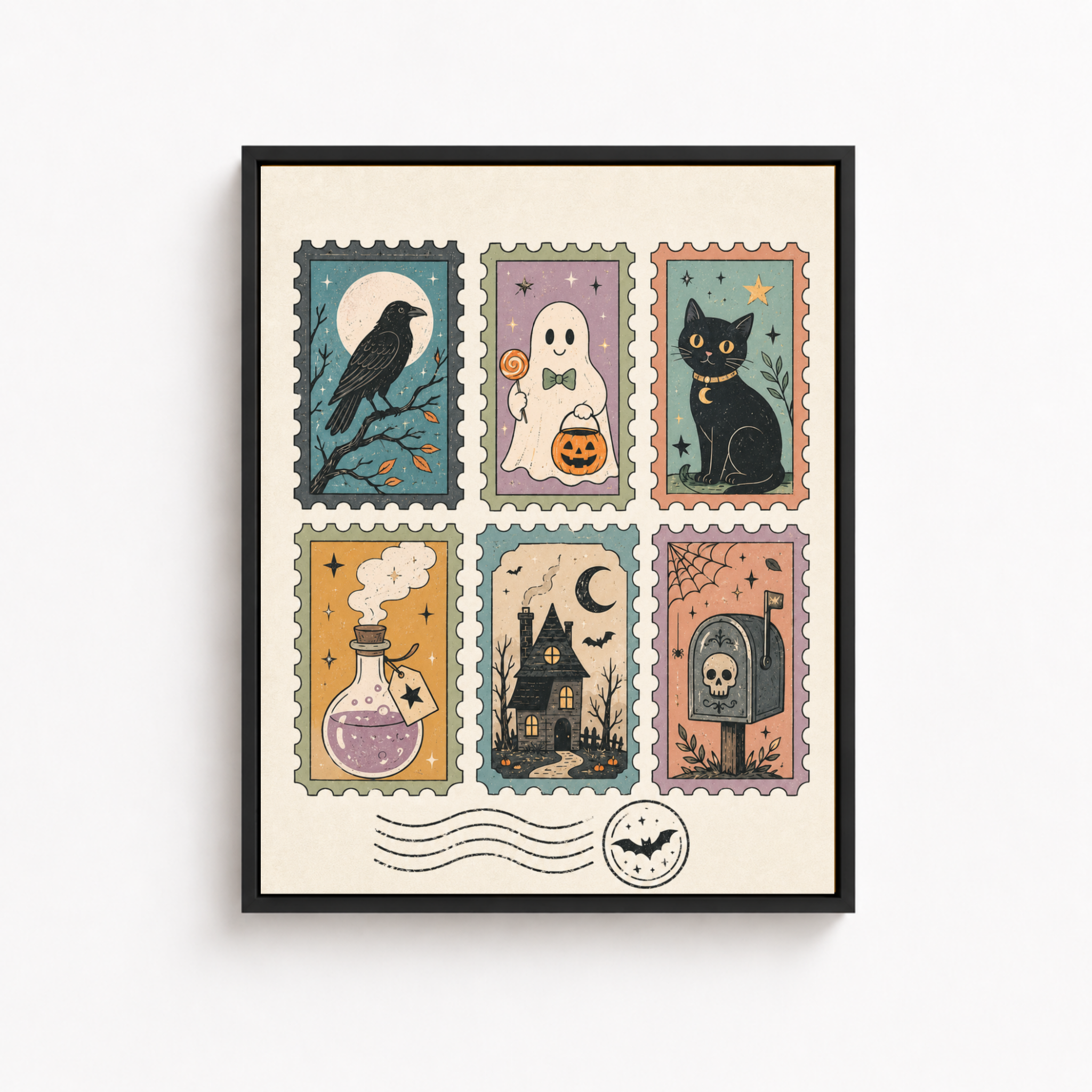 Vintage Halloween Stamp Canvas Wall Art Aura Canvas