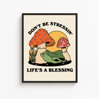 Don’t Be Stressin Mushroom Canvas Wall Art Aura Canvas