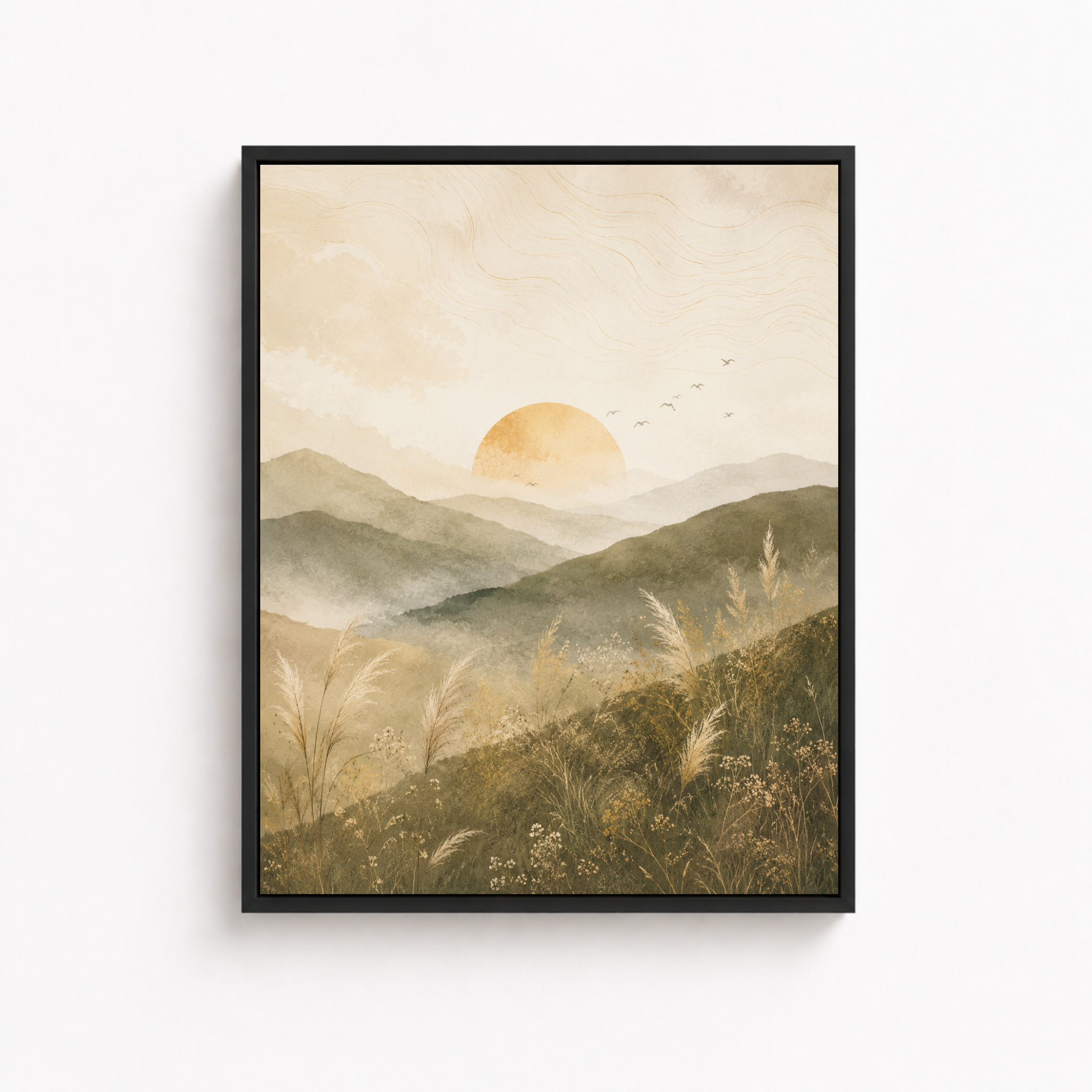 Neutral Mountain Sunrise Canvas Aura Canvas
