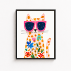 Flower Cat Canvas Wall Art Aura Canvas