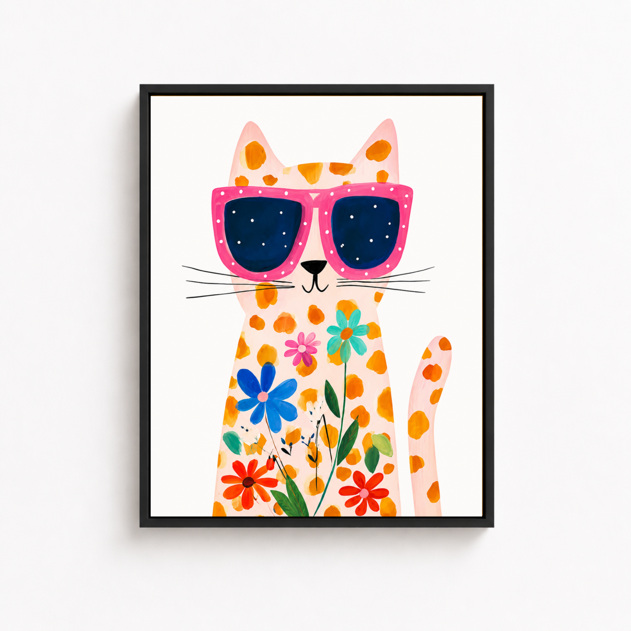 Flower Cat Canvas Wall Art Aura Canvas