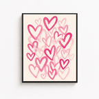 Pink Brushstroke Hearts Canvas Wall Art Aura Canvas