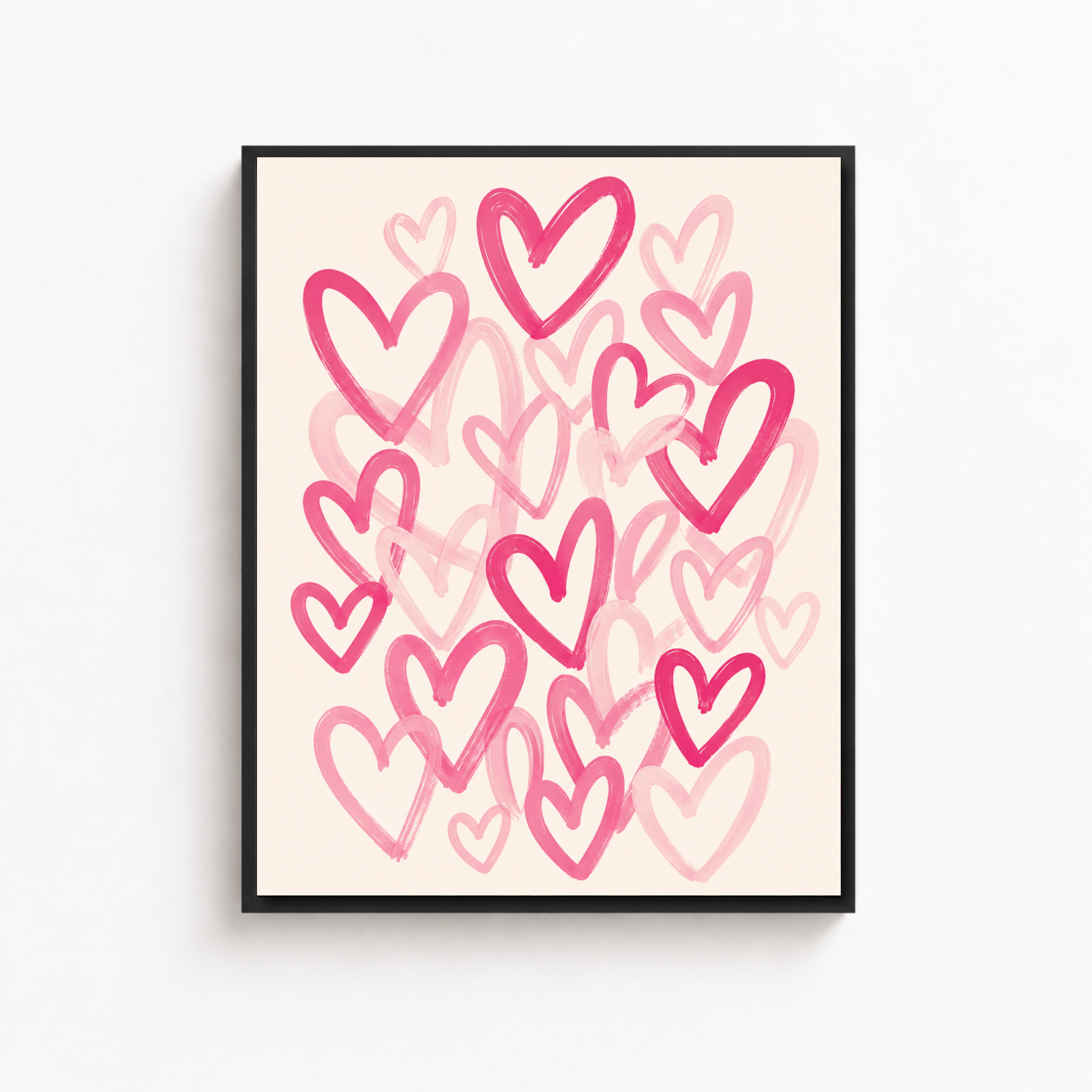 Pink Brushstroke Hearts Canvas Wall Art Aura Canvas