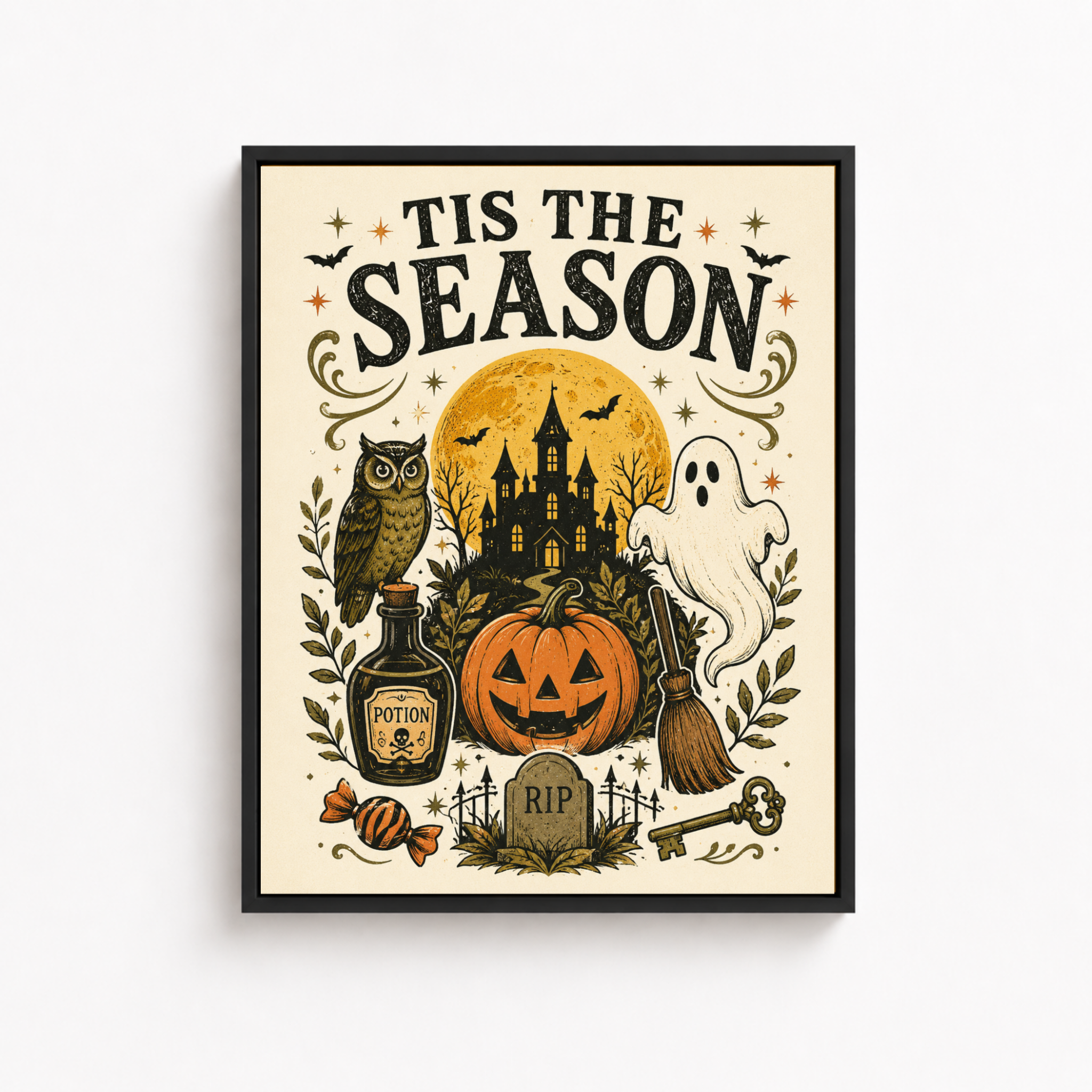 Tis The Season Halloween Canvas Wall Art Aura Canvas
