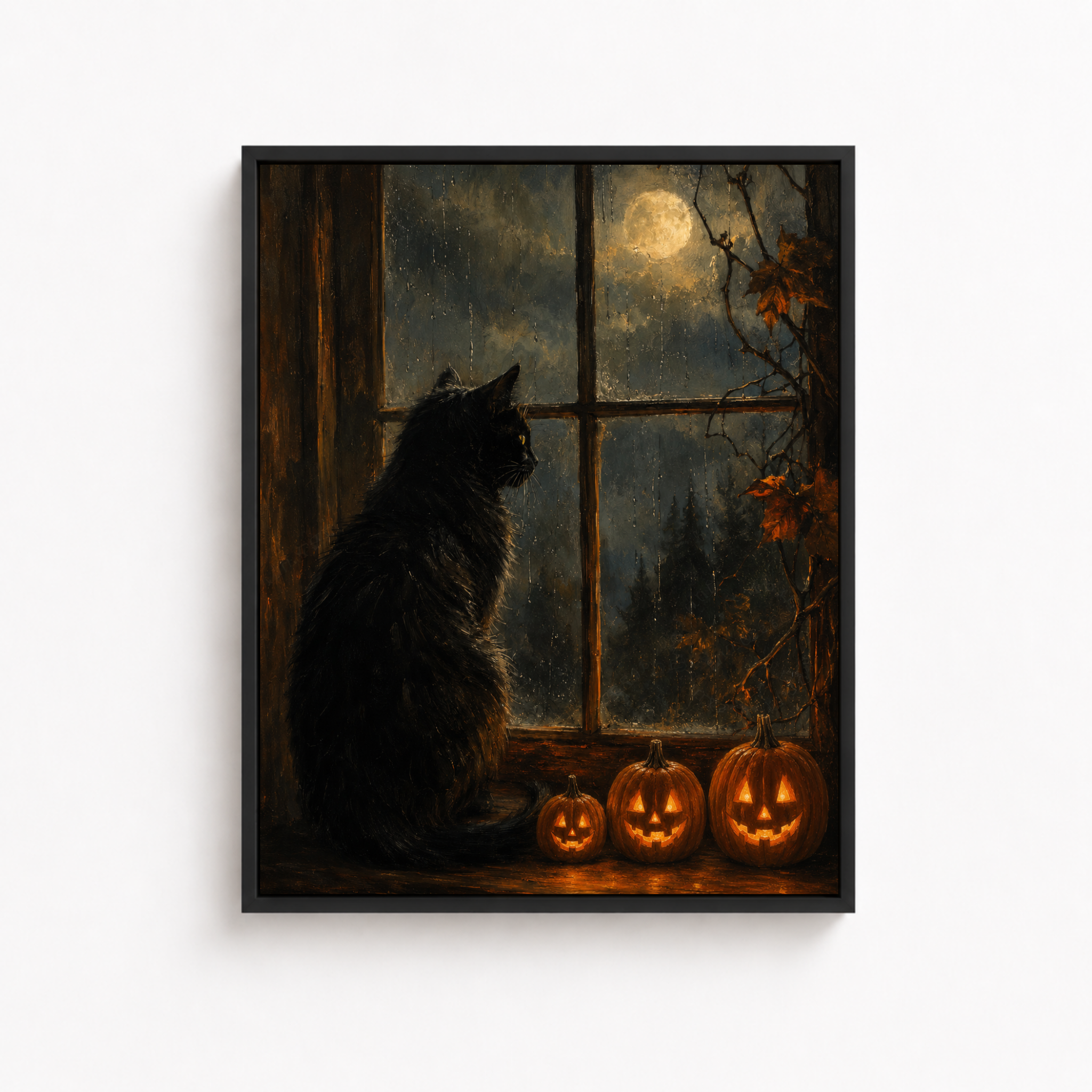 Halloween Black Cat Canvas Wall Art Aura Canvas
