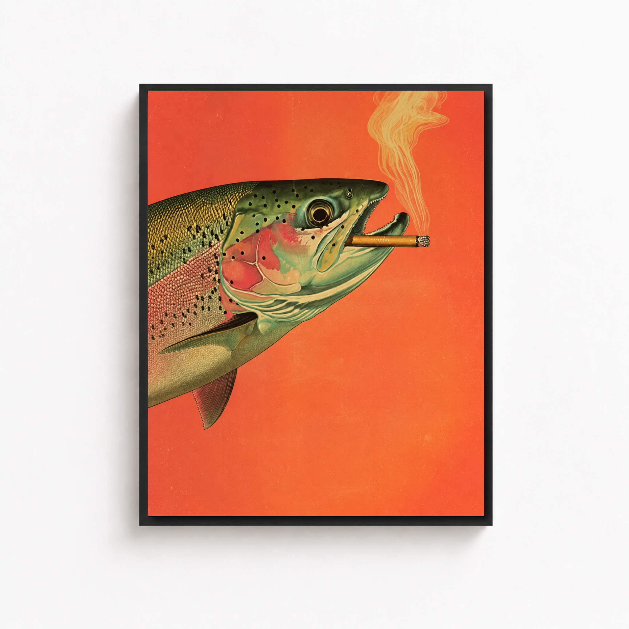 Smoking Trout Canvas Wall Art Aura Canvas