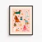 Cute Dog Pattern Canvas Wall Art Aura Canvas