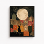 Black Cat Moon Canvas Wall Art Aura Canvas