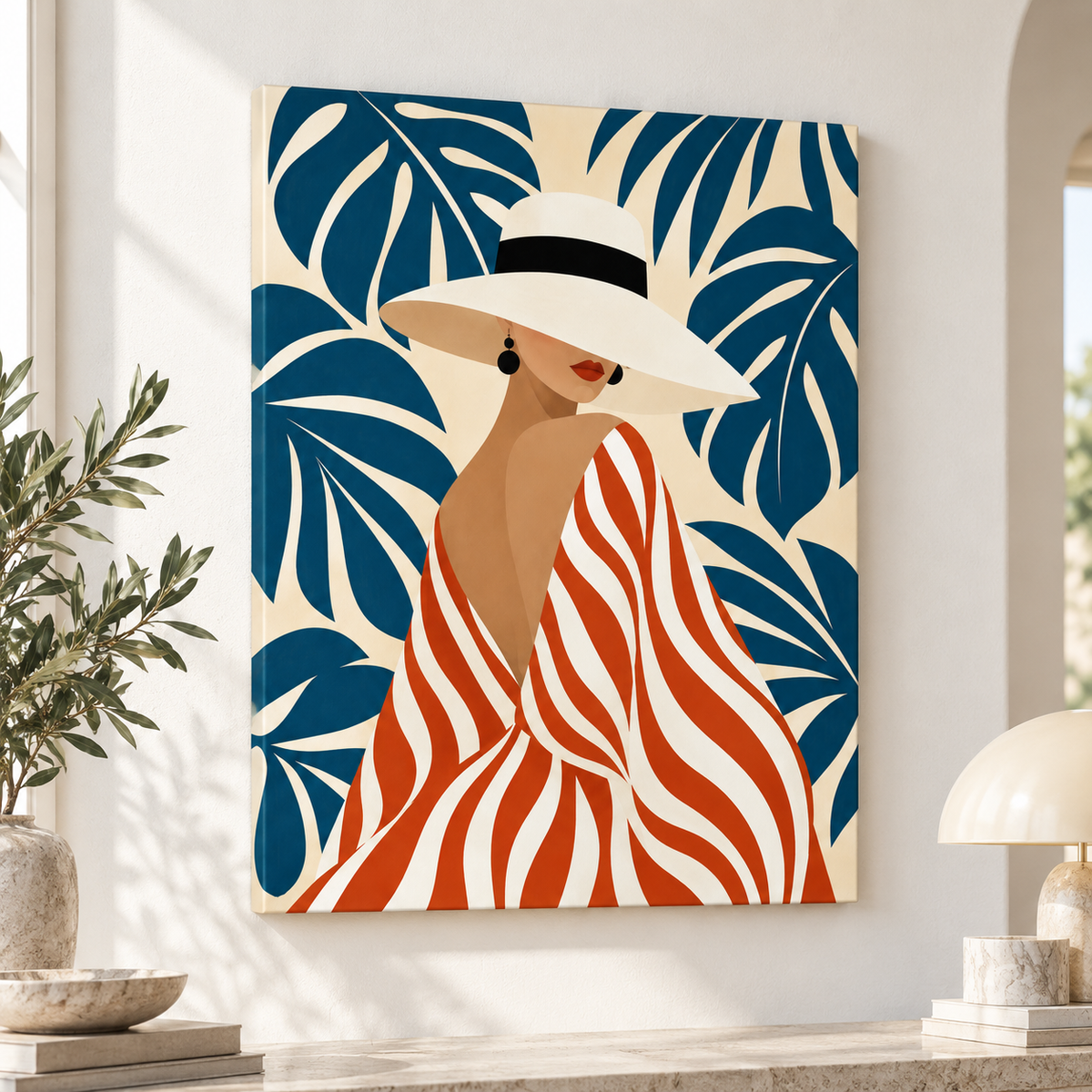 Tropical Fashion Woman Canvas Wall Art