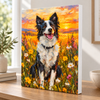 Custom Pet Portrait Wildflower Sunset Canvas Wall Art - personalized canvas detail 7