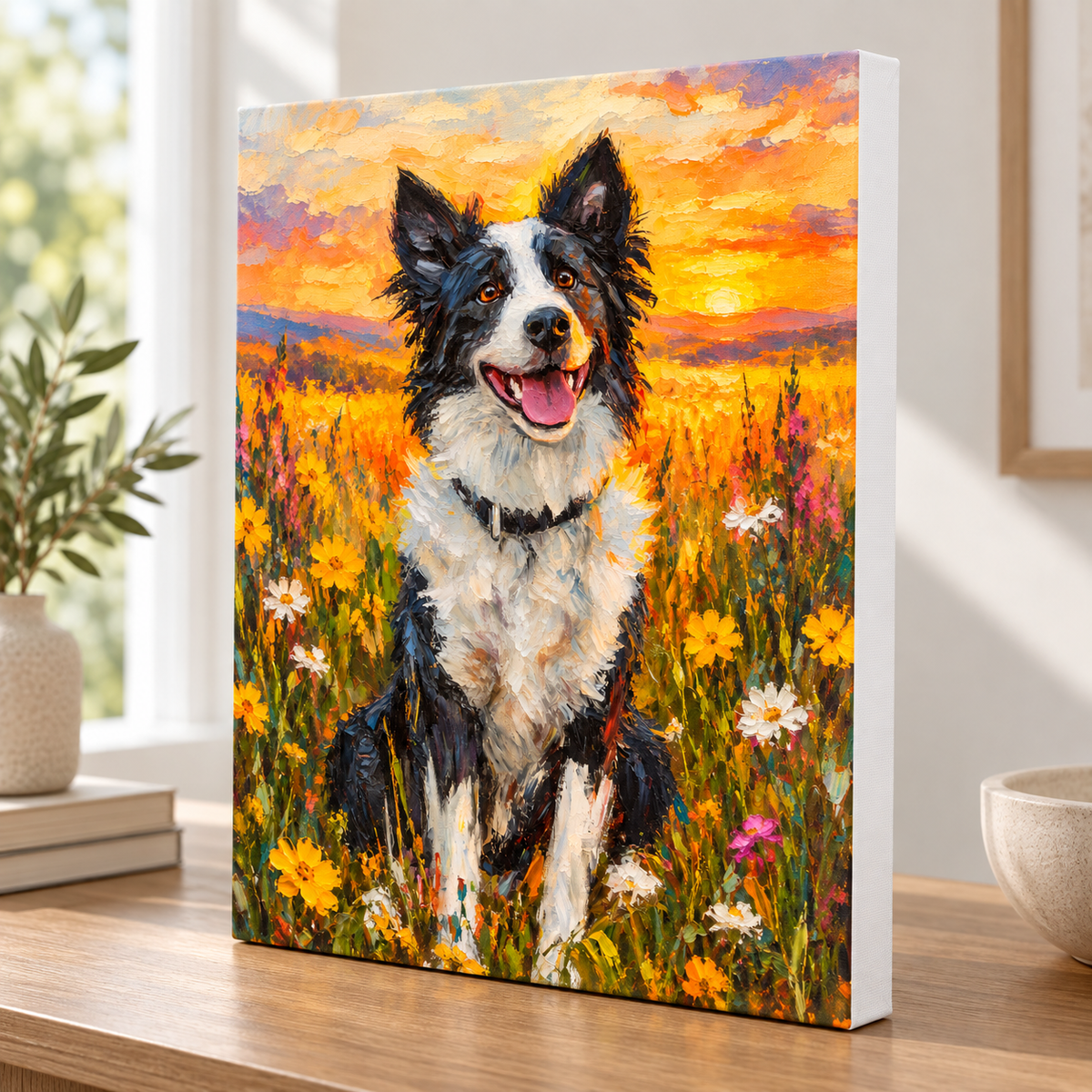 Custom Pet Portrait Wildflower Sunset Canvas Wall Art - personalized canvas detail 7
