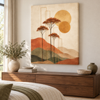 Boho Terracotta Tree Landscape Canvas Wall Art - canvas detail view 4