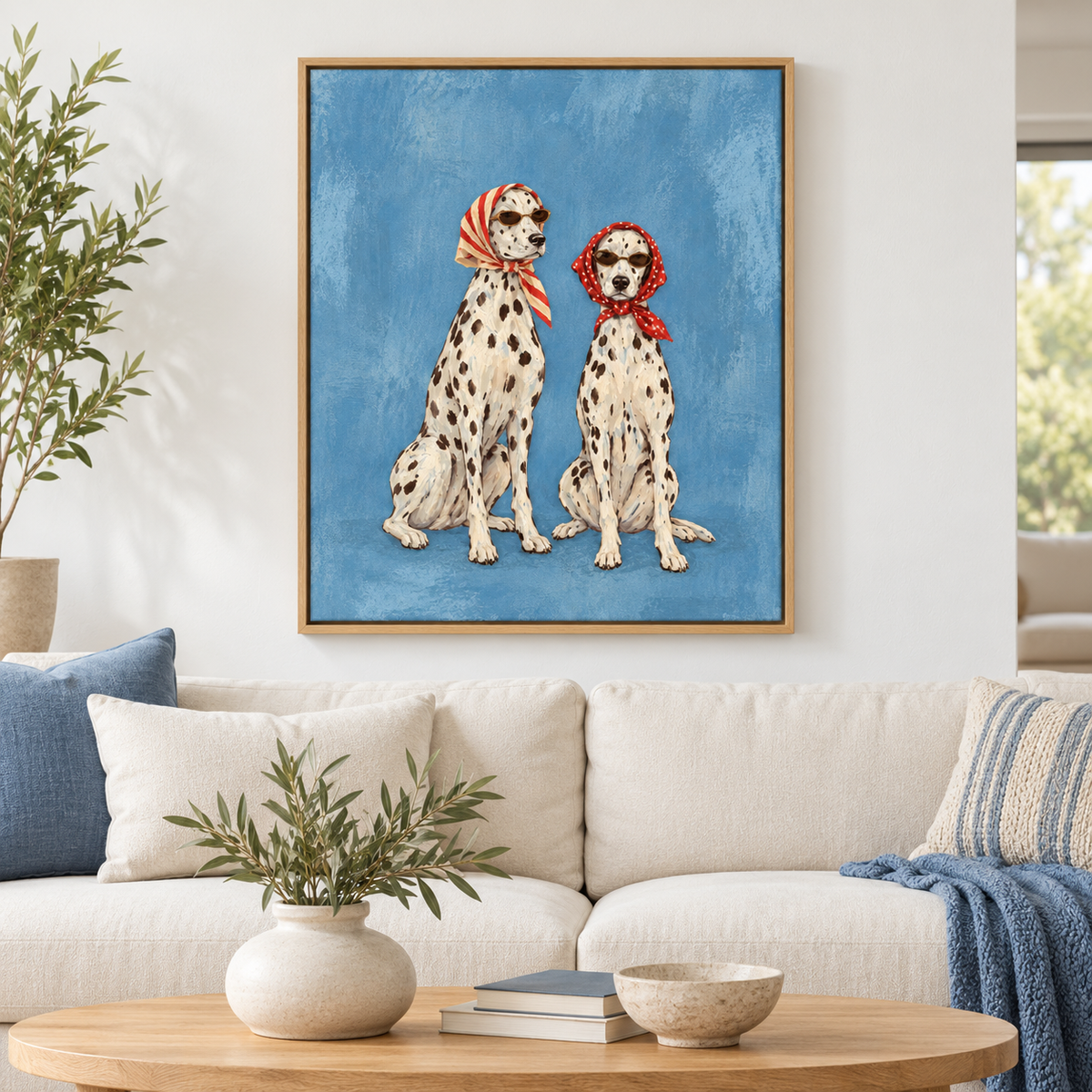 Funny Dalmatian Dogs in Sunglasses Canvas Wall Art