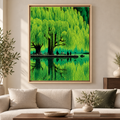 Weeping Willow Lake Green Landscape Canvas Wall Art - main canvas artwork