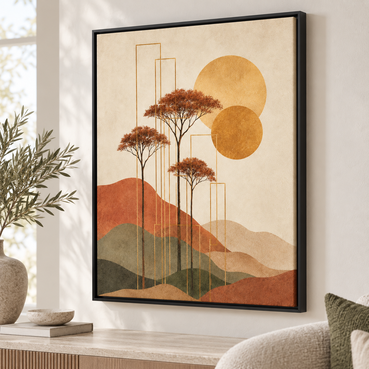 Boho Terracotta Tree Landscape Canvas Wall Art - canvas detail view 8