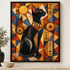 Egyptian Black Cat Geometric Canvas Wall Art - canvas artwork view 4