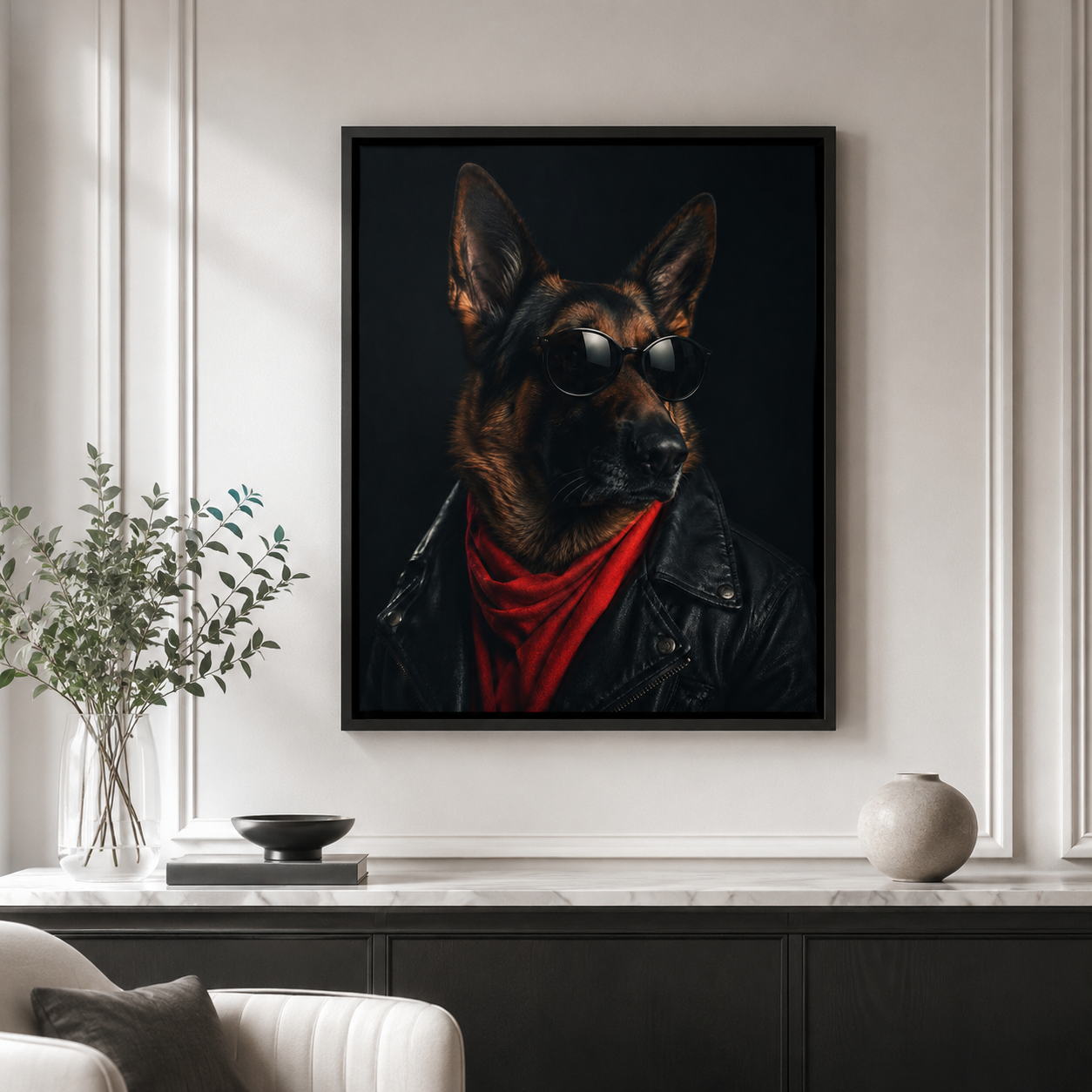 Custom Cool Dog Portrait Canvas Wall Art