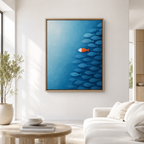 Orange Fish in Blue School Canvas Wall Art