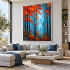 Orange Autumn Forest Canvas Wall Art