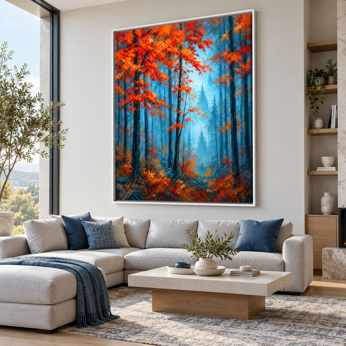 Orange Autumn Forest Canvas Wall Art