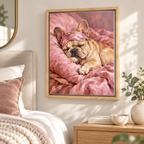 Custom Pet Portrait Pink Sleep Mask Canvas Wall Art - framed canvas mockup