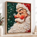 Santa Claus Snowflake Portrait Christmas Canvas Wall Art - framed room view