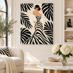 Black and White Fashion Woman Canvas Wall Art