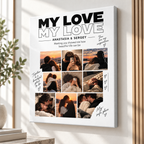 Custom My Love Couple Photo Collage Canvas Wall Art - personalized wall art view