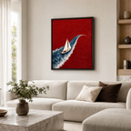 Red Ocean Sailboat Canvas Wall Art