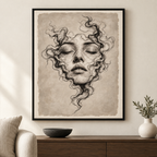 Surreal Woman Portrait Neutral Canvas Wall Art