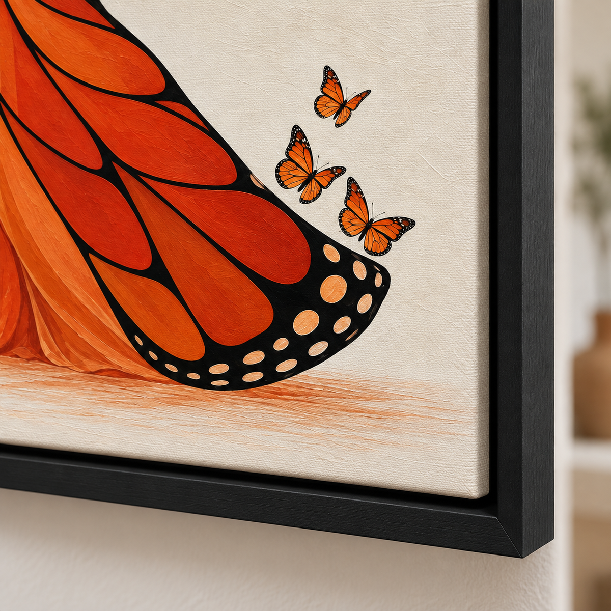 Orange Butterfly Dress Woman Canvas Wall Art