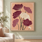 Burgundy and Cream Boho Floral Canvas Wall Art - main canvas artwork