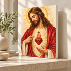 Sacred Heart of Jesus Pencil Style Canvas Wall Art - canvas detail view 7