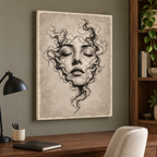 Surreal Woman Portrait Neutral Canvas Wall Art