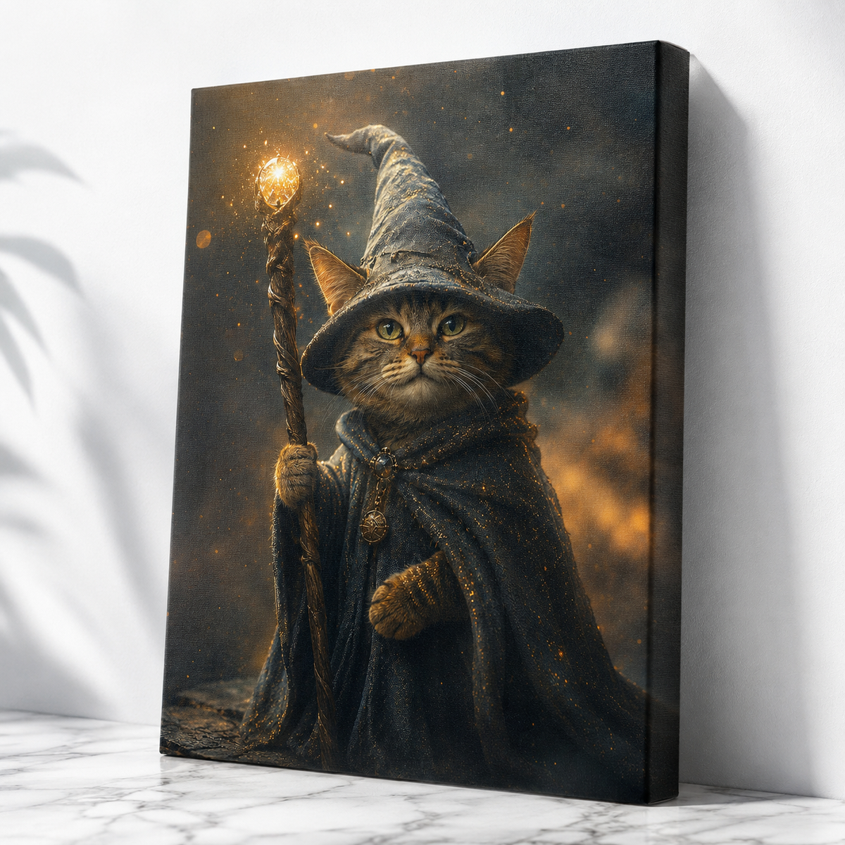 Custom Magical Wizard Pet Portrait Canvas Wall Art