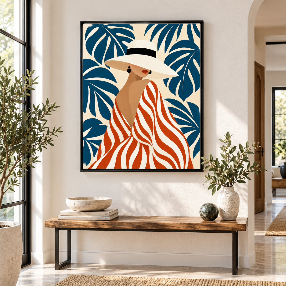 Tropical Fashion Woman Canvas Wall Art