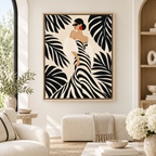 Black and White Fashion Woman Canvas Wall Art