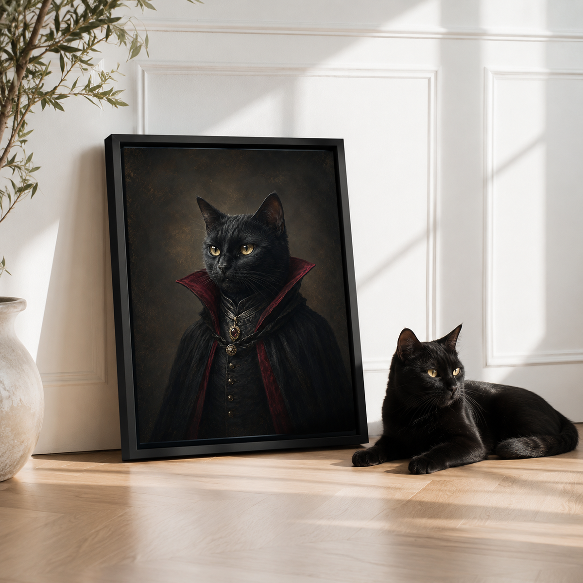 Custom Gothic Vampire Pet Portrait Canvas Wall Art