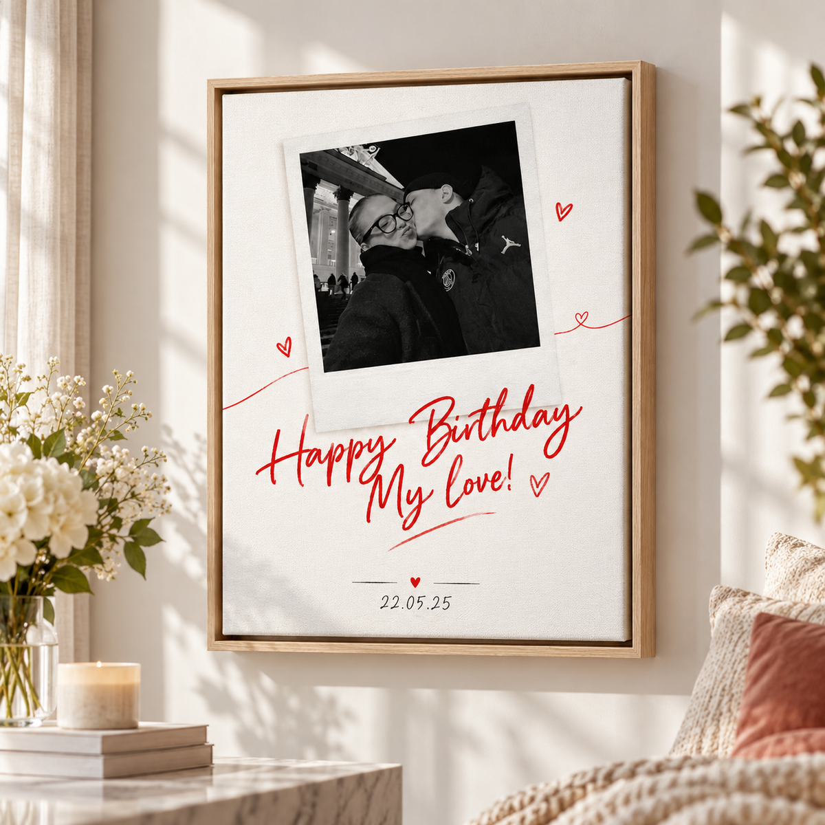 Custom Birthday Couple Photo Canvas Wall Art - custom portrait canvas detail