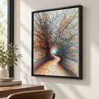Abstract Forest Path Colorful Tree Canvas Wall Art - canvas detail view 4