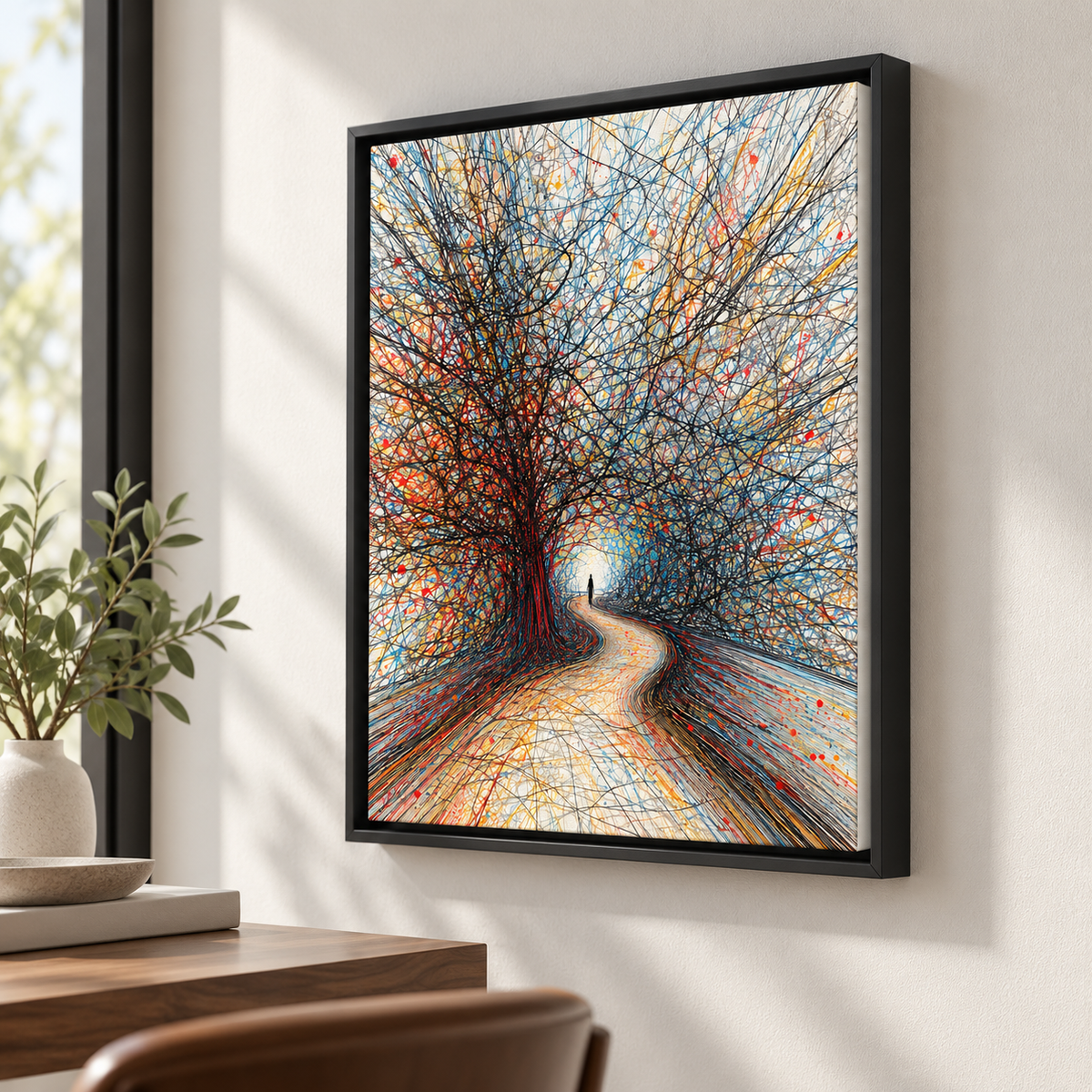 Abstract Forest Path Colorful Tree Canvas Wall Art - canvas detail view 4