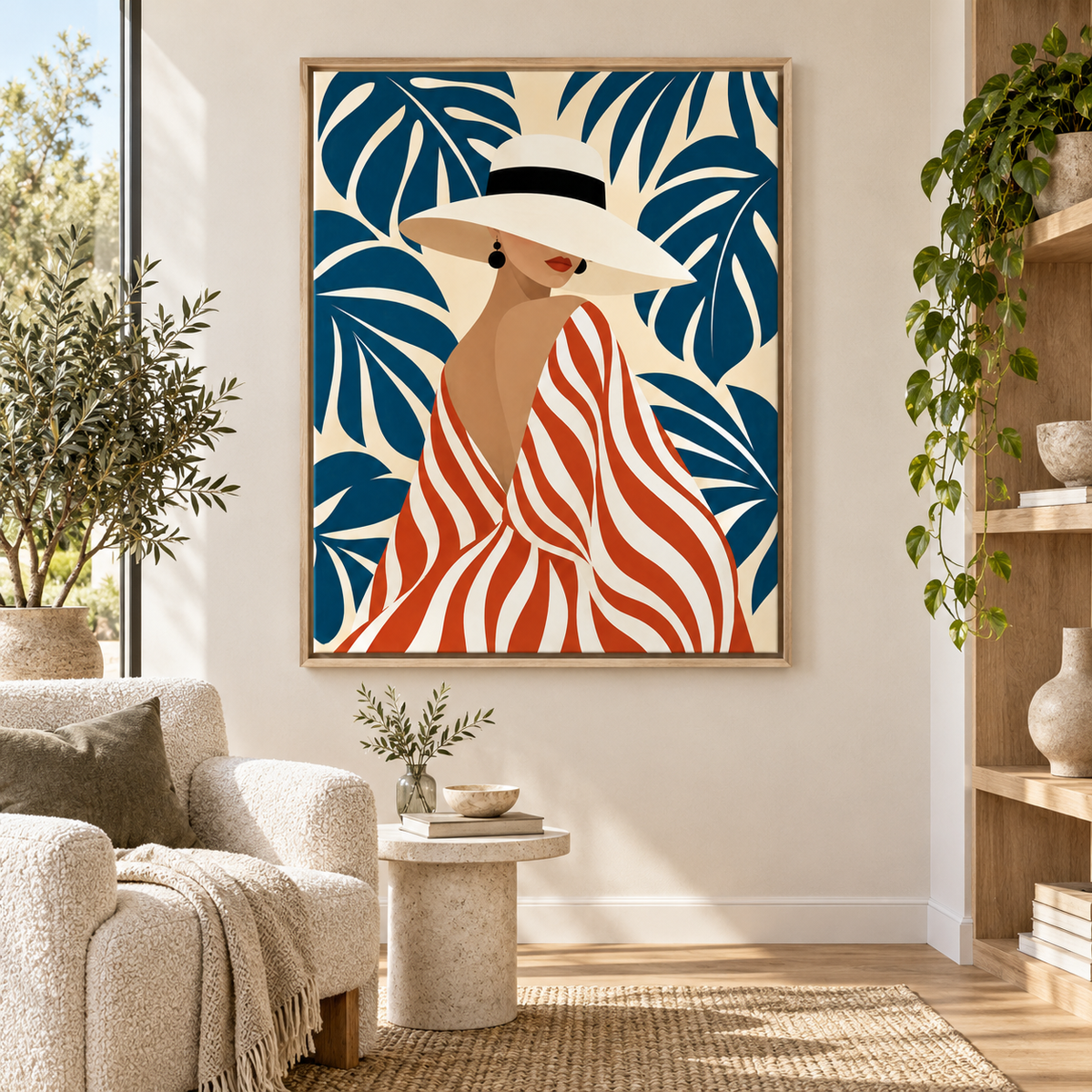 Tropical Fashion Woman Canvas Wall Art