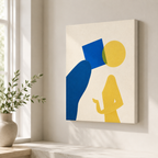 Blue and Yellow Abstract Figure Canvas Wall Art